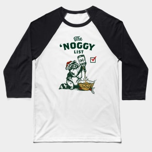 Funny Christmas Eggnog Drinking Santa Raccoon Baseball T-Shirt